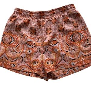 BCBGMaxAzria High Waist Paisley Shorts - Orange and Black, Size XS